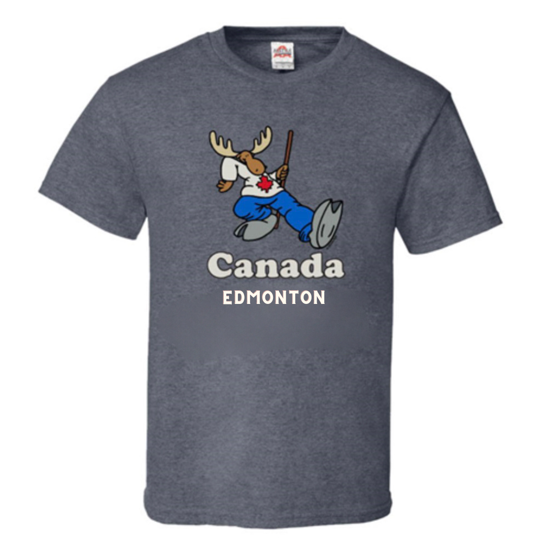 Edmonton T-Shirt Adult Charcoal Heather - Retro Moose