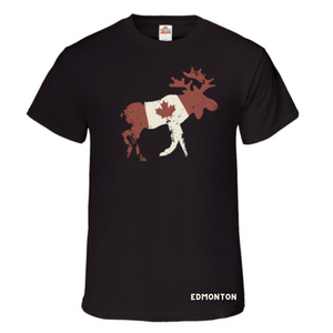 Edmonton T-Shirt Adult Black Moose Flag