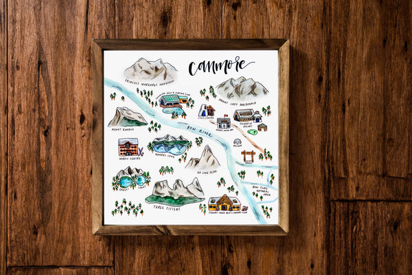 Canmore Alberta Watercolour Map Print: 9x9" Print