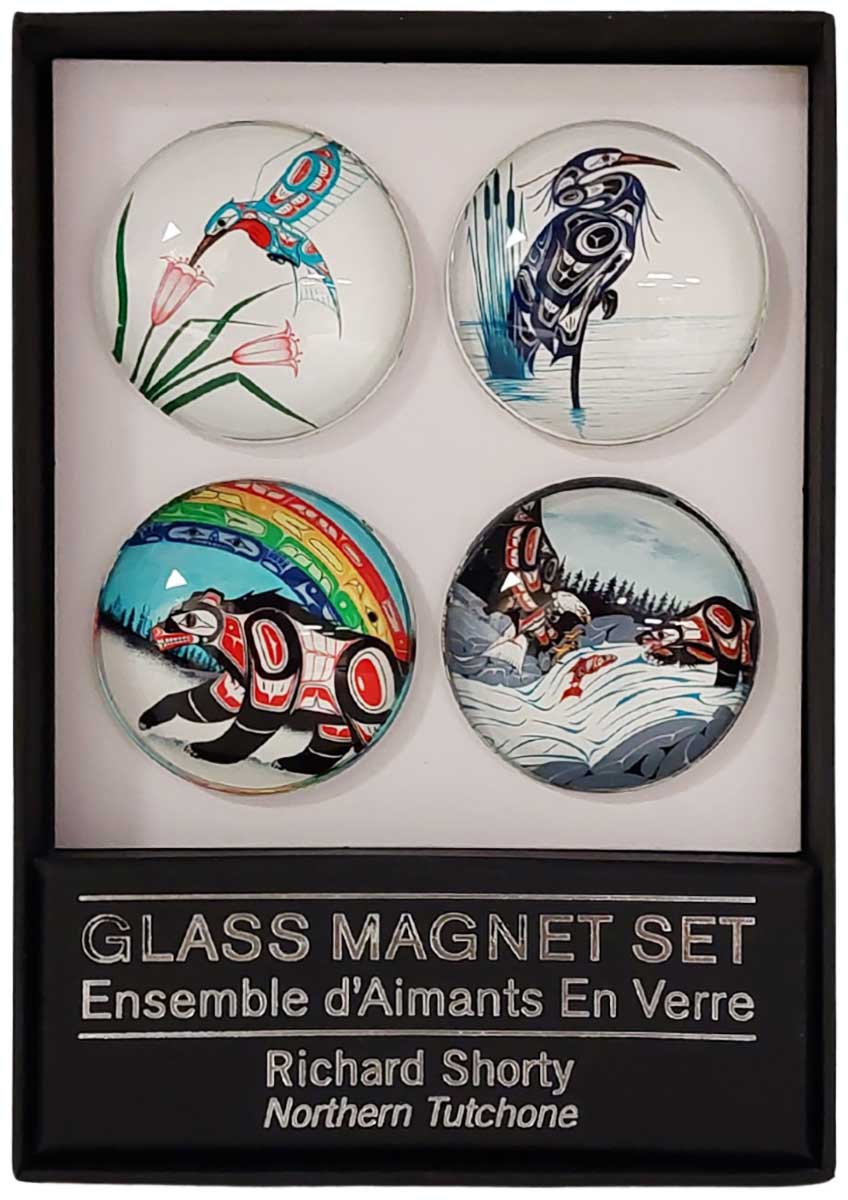 Indigenous Fridge Glass Magnets Set By Richard Shorty
