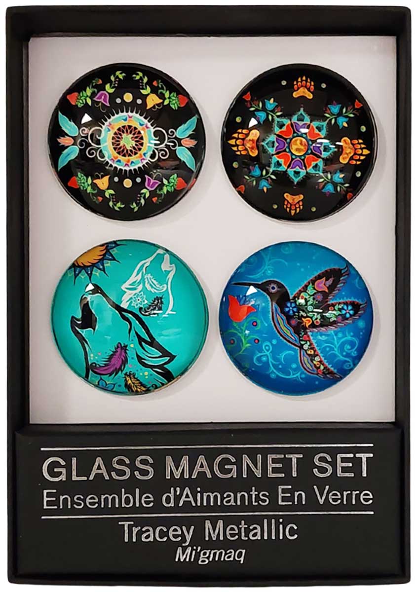Indigenous Fridge Glass Magnets Set By Tracey Metallic