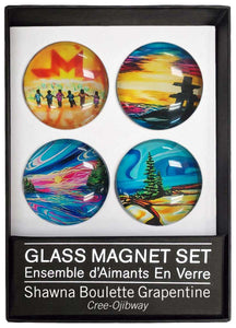 Indigenous Fridge Glass Magnets Set By Shawna Boulette Grapentine