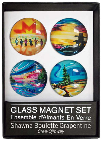 Indigenous Fridge Glass Magnets Set By Shawna Boulette Grapentine