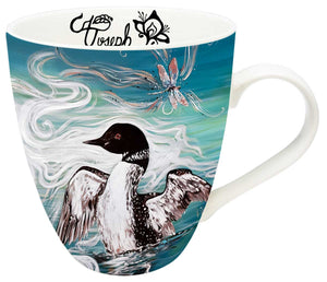 Indigenous Designed Mug Loon With Dragonfly