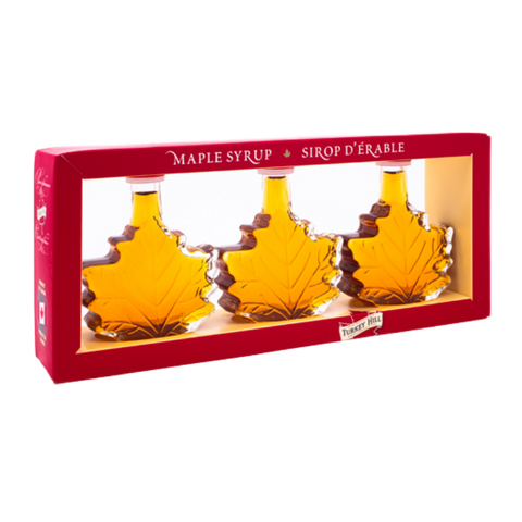 Grade A Pure Organic Canadian Maple Leaf Bottles 50ml 3-pack - 100% natural, pure maple syrup, ideal for culinary use. Authentic Canadian produce in convenient 50ml bottles. Shop now