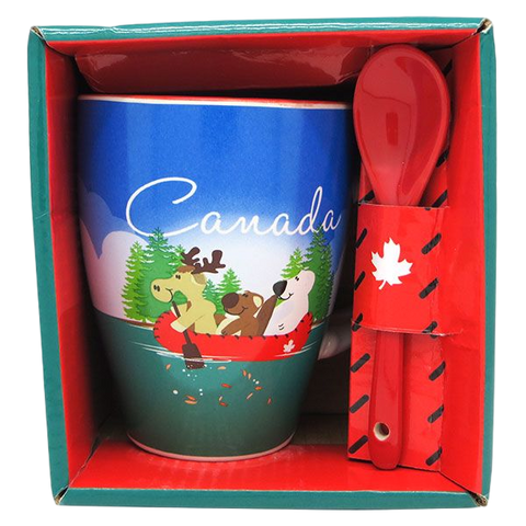 Canada Gift Mug with Spoon - Canoeing