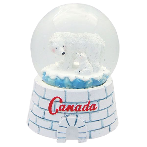65mm Snow Globe featuring two adorable polar bears playing in the snow