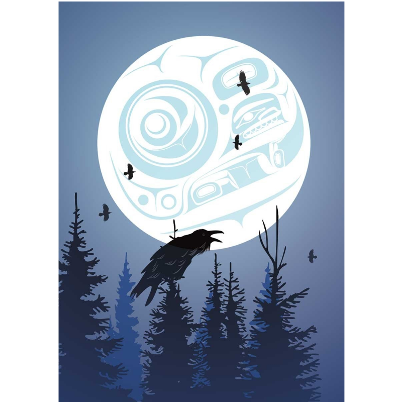 Indigenous Fridge Magnet Raven Moon By Mark Preston