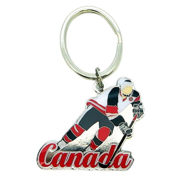 Canada Souvenir Keychain featuring a realistic hockey puck design, perfect for hockey enthusiasts and Canada lovers