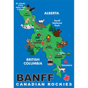 Canada Souvenir Banff National Park Map Postcard 