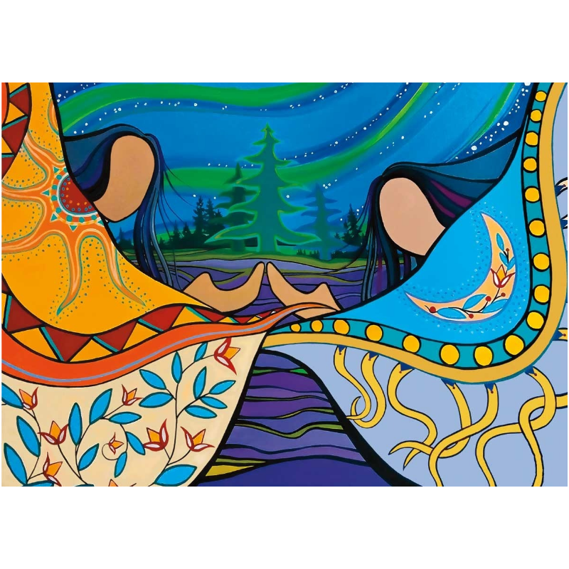 Indigenous Art Card Two Sisters Three Skies By Pam Cailloux