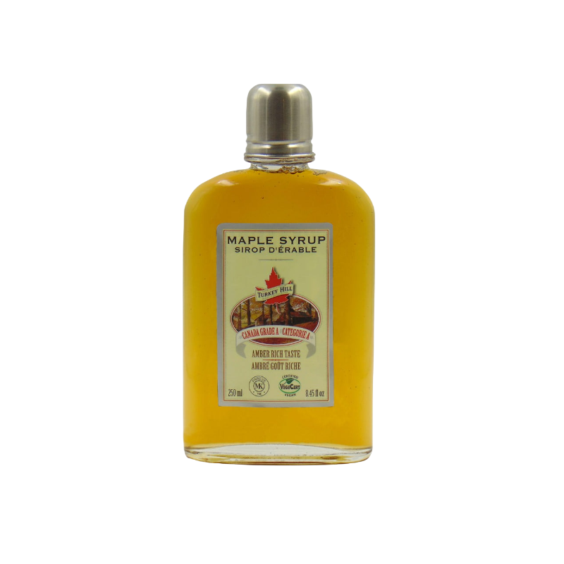250ml Grade A pure organic Canadian maple syrup in flask-shaped bottle, a delicious and natural sweetener