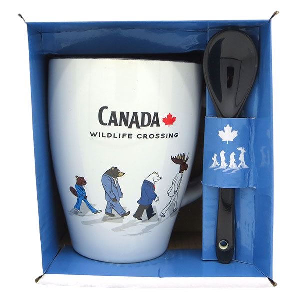 Canada Gift Mug with Spoon - Wildlife Crossing