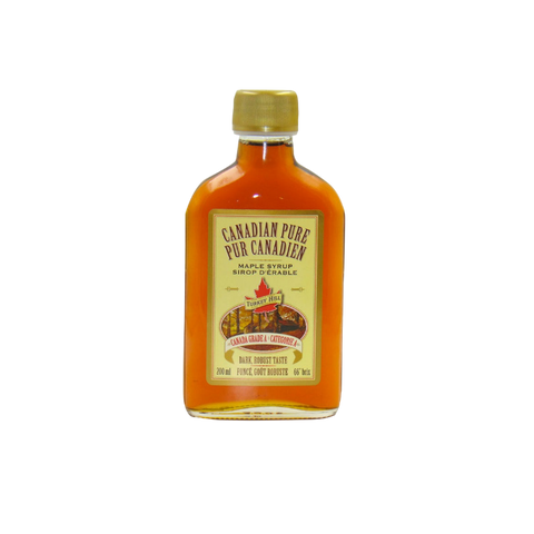Grade A Dark Robust Taste Pure Organic Canadian Maple Shape Syrup in Flask Bottle 200ml