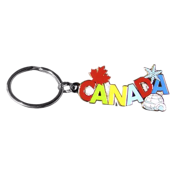 Souvenir Keychain with 'Canada' Script, a stylish and durable memento of Canadian culture, ideal for gifts and personal use