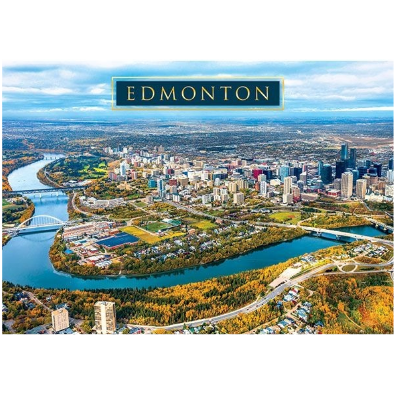 Postcard Edmonton Aerial With Bridge BIGGLE Souvenirs & Gift Shop
