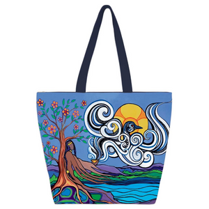Indigenous Designed Tote Bag Prayer By The Lake By Pam Cailloux