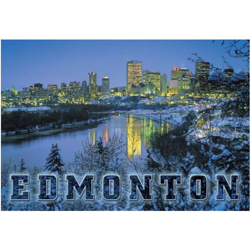 Edmonton Souvenir Fridge Magnet Skyline At Night
